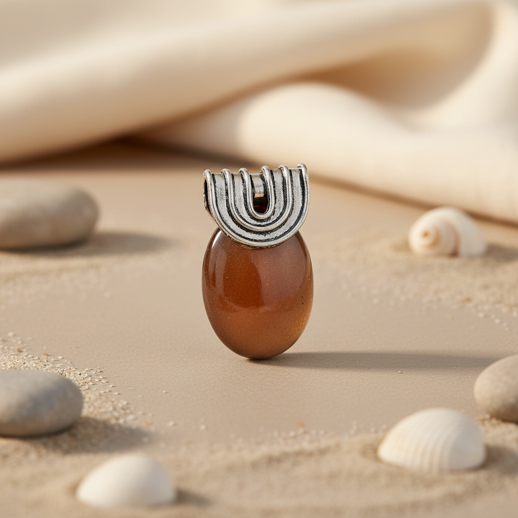 Silver Pendant with Brown Gemstone for Women | Unique Jewelry