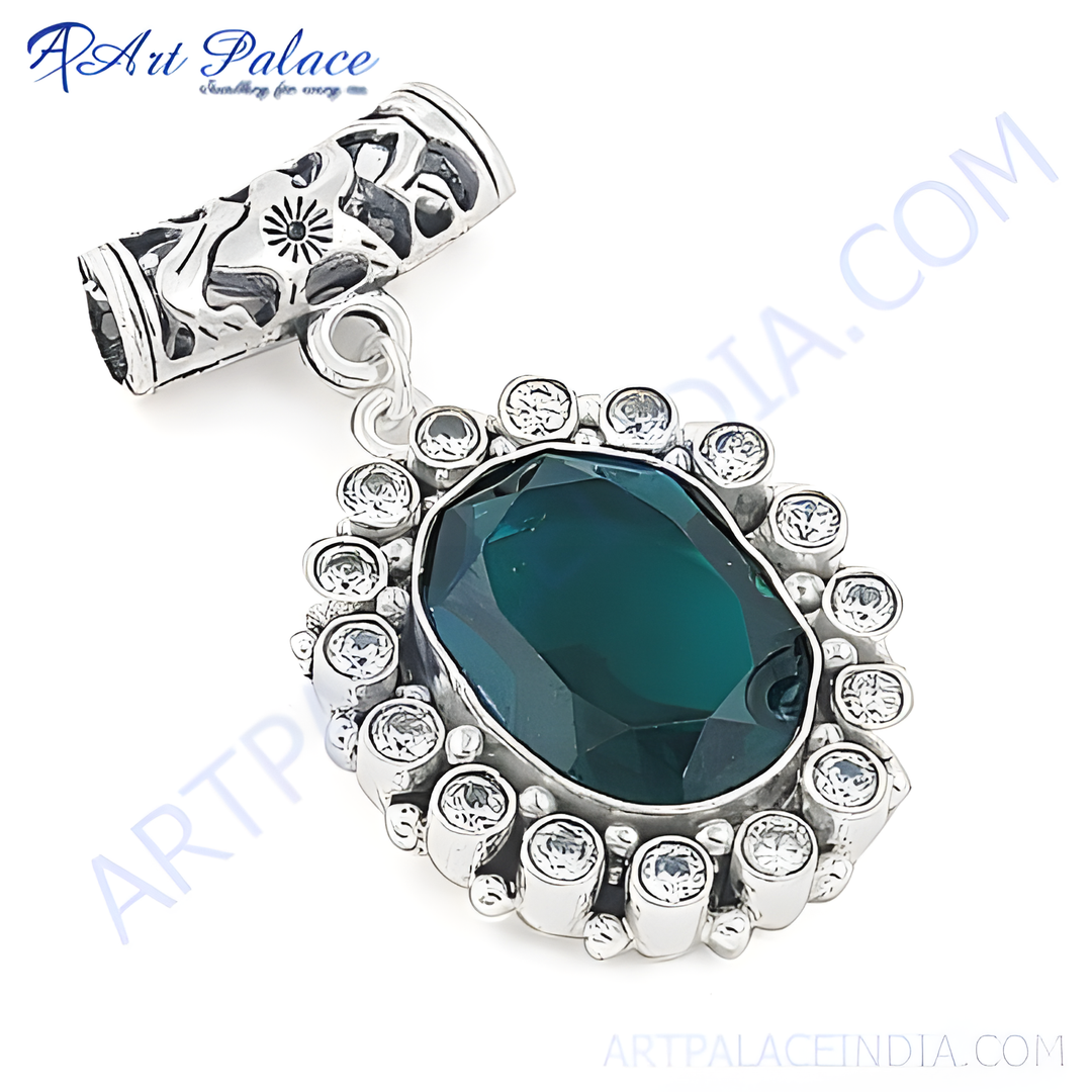 925 Silver Emerald Green Pendant for Women | Gemstone Jewelry