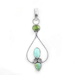 Load image into Gallery viewer, 925 Silver Gemstone Pendant for Women | Turquoise &amp; Green
