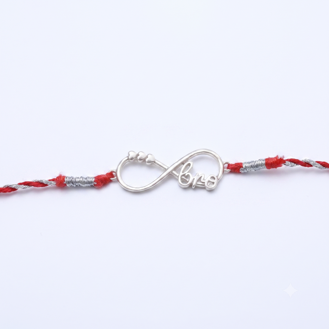 Infinity Love Rakhi for Brother in 925 Silver with Zircon