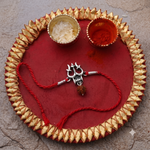 将图像加载到图库查看器中， Shiva Om Trishul Rakhi 925 Silver for Brother Raksha Bandhan Gift
