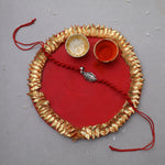 Load image into Gallery viewer, Buddha Head 925 Silver Rakhi for Brother on Red Thread
