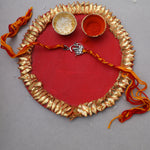 Load image into Gallery viewer, Sterling Silver Ganesha Rakhi with CZ for Brother
