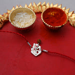 Load image into Gallery viewer, Shiva Trishul Rudraksha 925 Sterling Silver Rakhi for Brother
