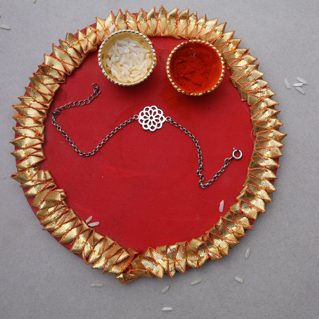 Floral Filigree Silver Rakhi for Brother | 925 Sterling Silver