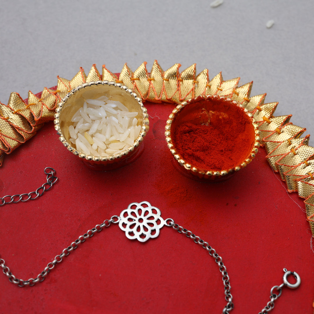 Floral Filigree Silver Rakhi for Brother | 925 Sterling Silver
