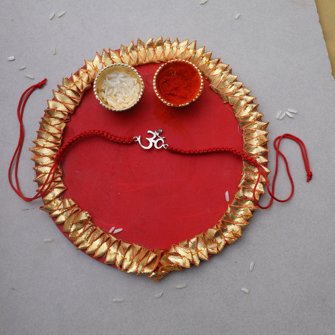 925 Sterling Silver Om Rakhi for Brother with CZ Stone