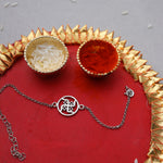 Load image into Gallery viewer, 925 Sterling Silver Swastik CZ Rakhi for Brother Raksha Bandhan
