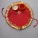 将图像加载到图库查看器中， Gold Plated 925 Silver Ganesha Rakhi with CZ for Brother

