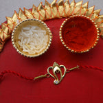 将图像加载到图库查看器中， Gold Plated 925 Silver Ganesha Rakhi with CZ for Brother
