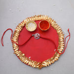 Load image into Gallery viewer, Sterling Silver Om Rakhi Bracelet for Brother with CZ Stones
