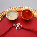 Load image into Gallery viewer, Sterling Silver Om Rakhi Bracelet for Brother with CZ Stones
