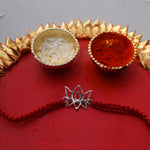 Load image into Gallery viewer, Lotus Flower 925 Silver Rakhi for Brother with Red Thread

