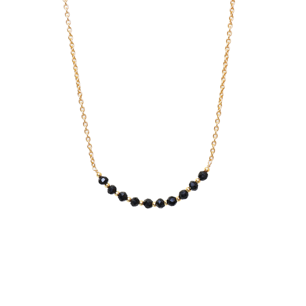 Gold plating chain black bead necklace for women | minimalist jewelry