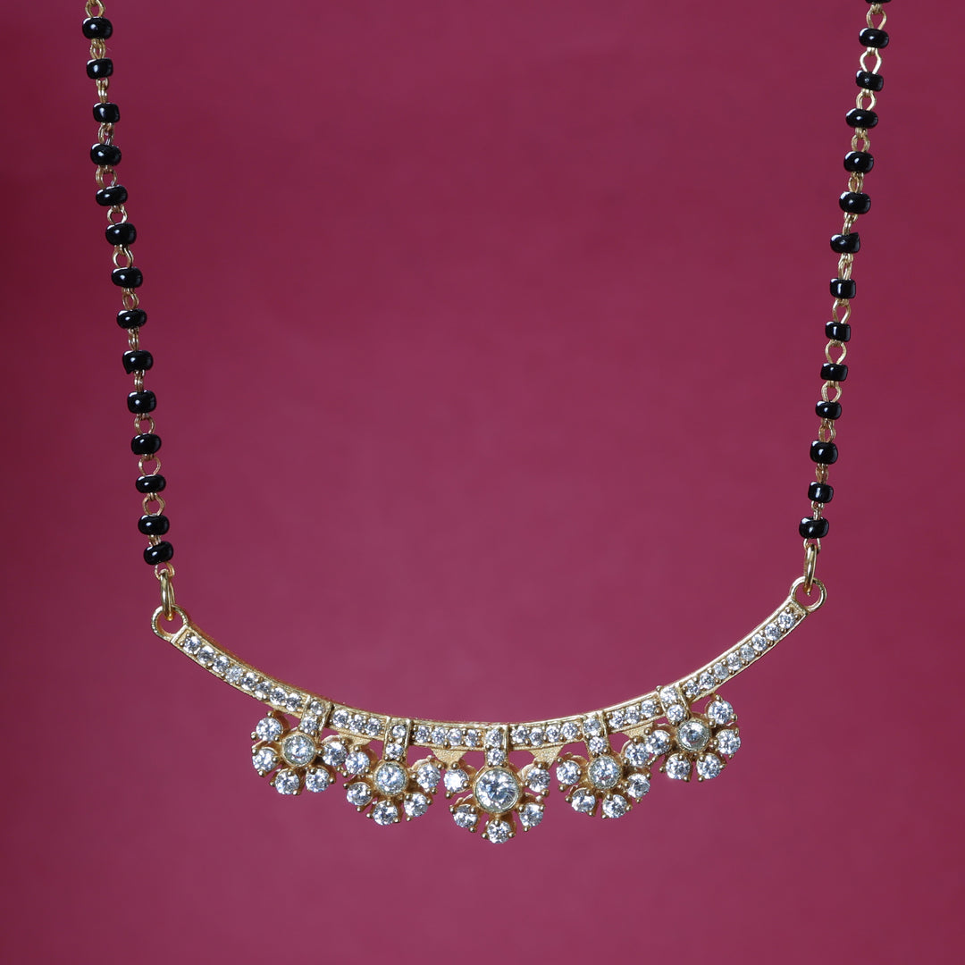 Diamond Mangalsutra Necklace | Black Bead Chain, Gift for Women