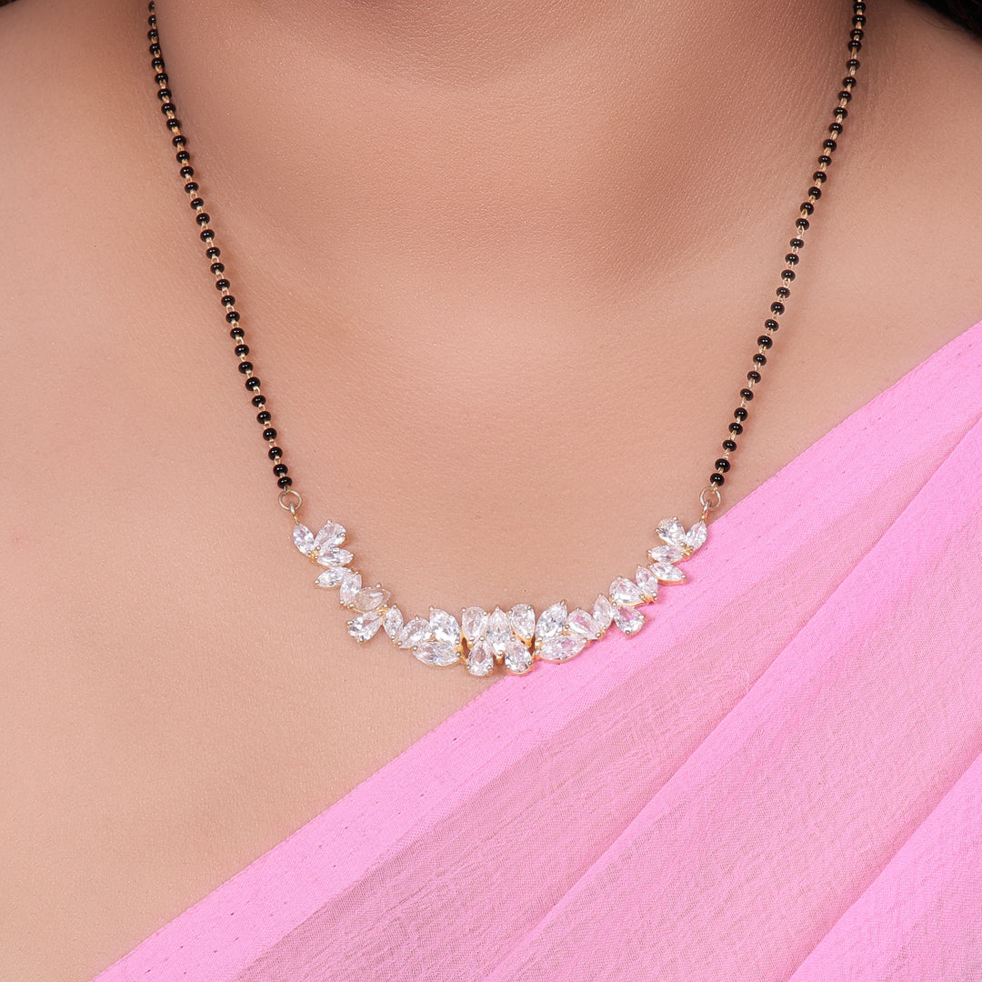 gold plating Zirconia Stone Mangalsutra Necklace | Indian Wedding Jewelry