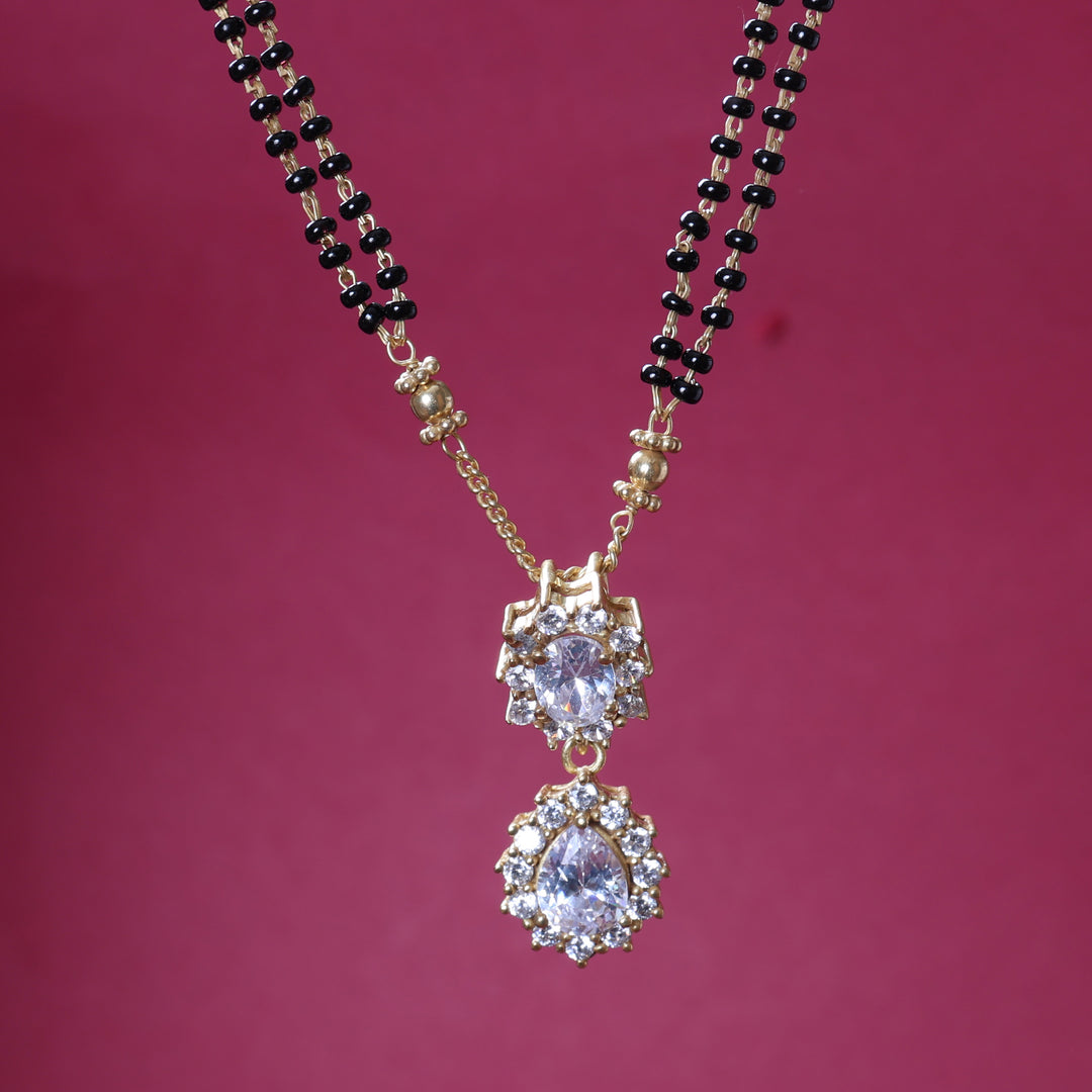 gold plating Plated Black Bead Mangalsutra Pendant Necklace for Women