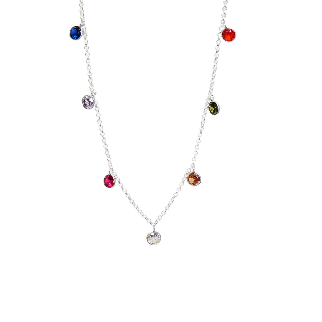 925 Silver Rainbow Gemstone Necklace | Colorful Jewelry for Women