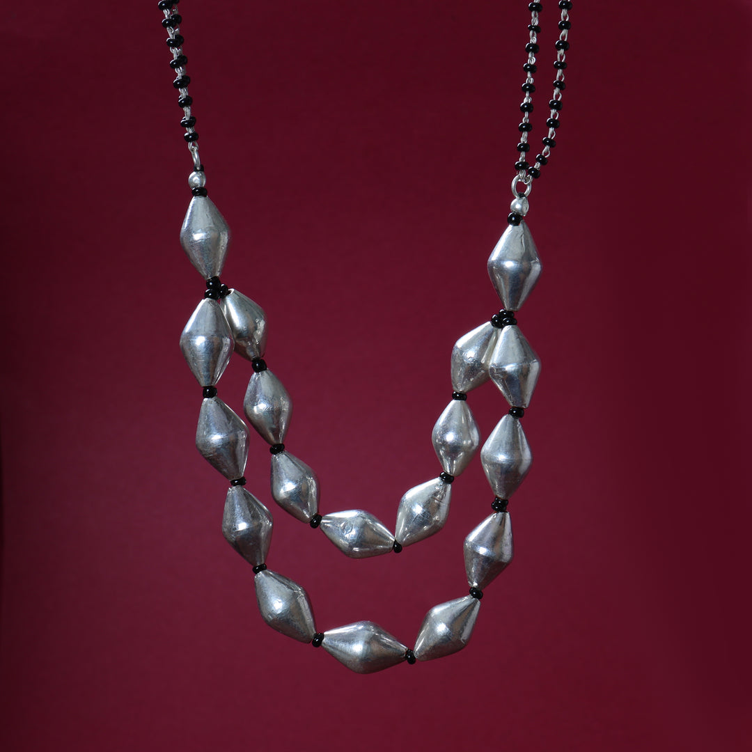 Silver Bead Layered Necklace | Statement Jewelry for Women