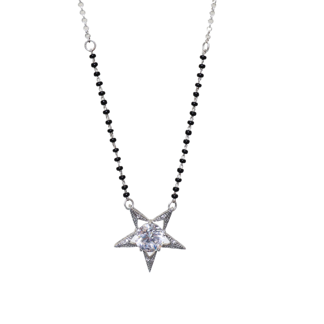 Silver Star Mangalsutra Necklace | Diamond CZ Stone | Gift for Women