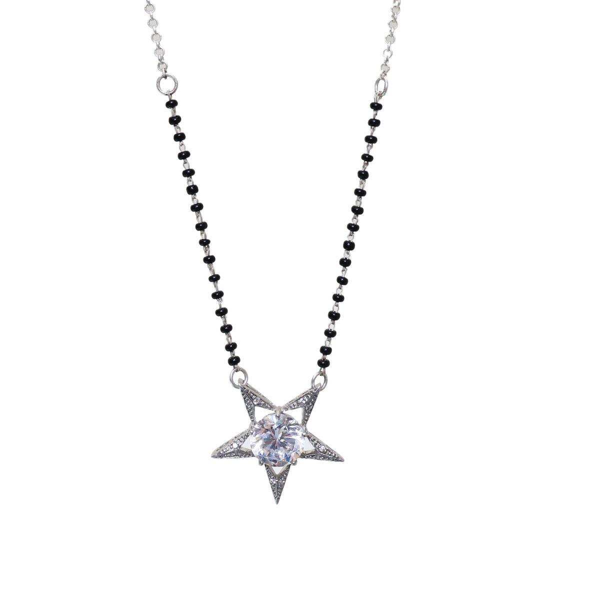 Silver star mangalsutra necklace | diamond cz stone | gift for women