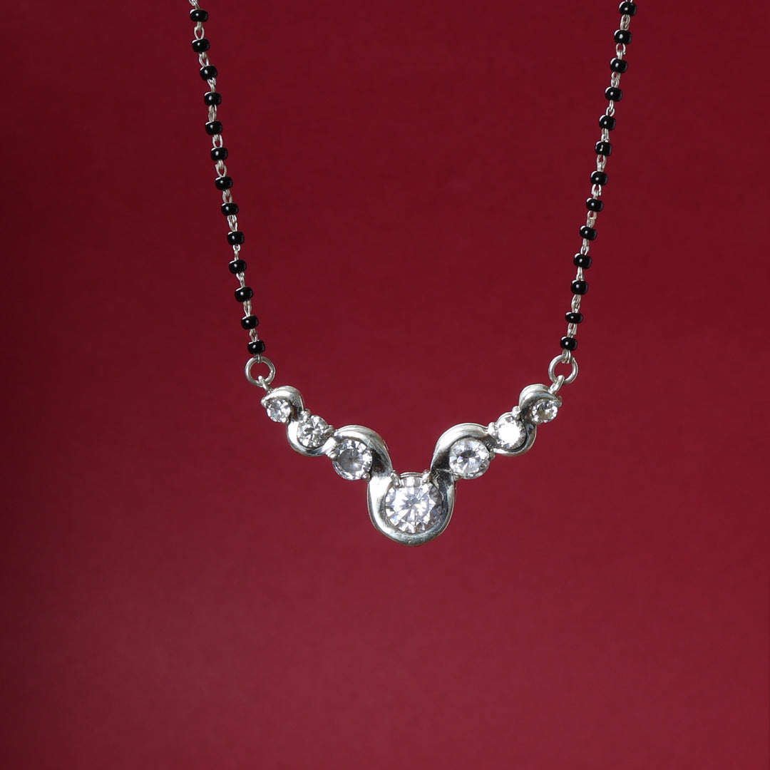 Silver Cubic Zirconia Mangalsutra Necklace | For Women | Wedding Jewelry