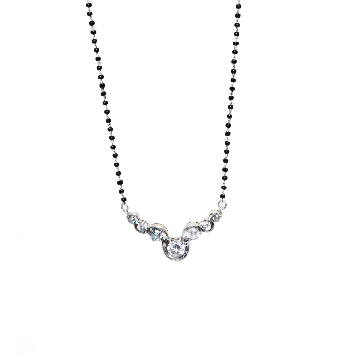 Silver cubic zirconia mangalsutra necklace | for women | wedding jewelry