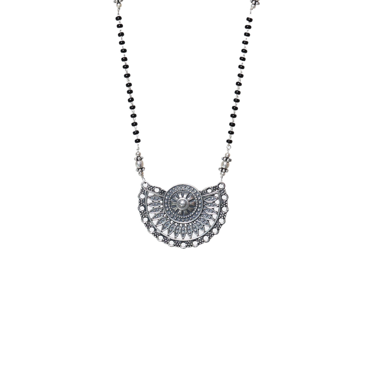 Silver oxidized pendant necklace for women | statement jewelry
