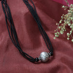 Load image into Gallery viewer, Black Beaded Silver Pendant Necklace | Minimalist Jewelry for Women
