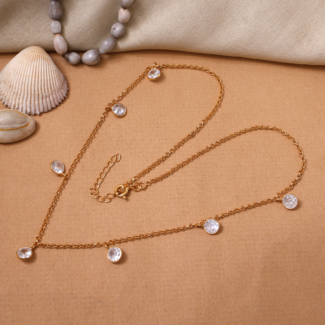 gold plating Chain with Crystal Stone Necklace for Women | Daily Wear