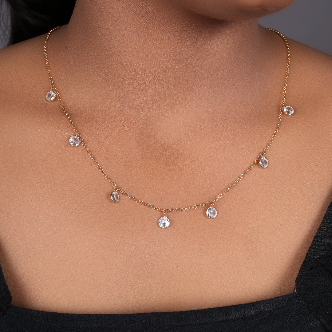 gold plating Chain with Crystal Stone Necklace for Women | Daily Wear
