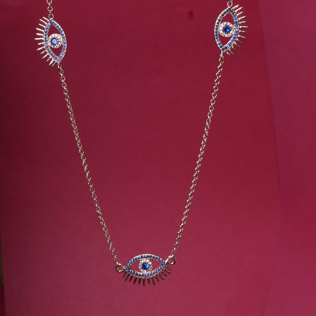 Rose gold plating Evil Eye Jewelry Set | Necklace & Bracelet | Protection
