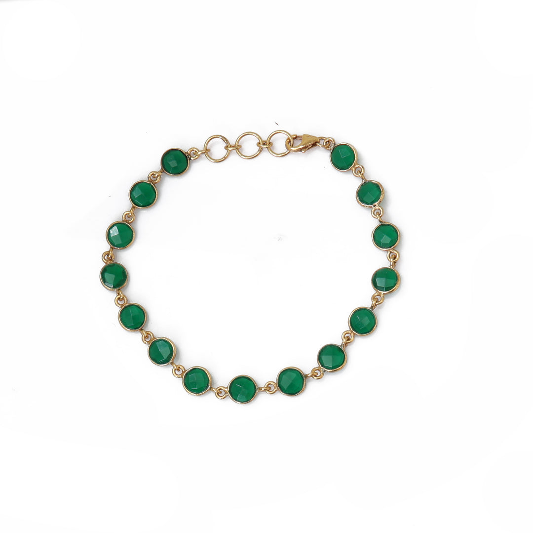 gold plating Emerald Green Stone Necklace & Bracelet Set | Women's Jewelry Gift