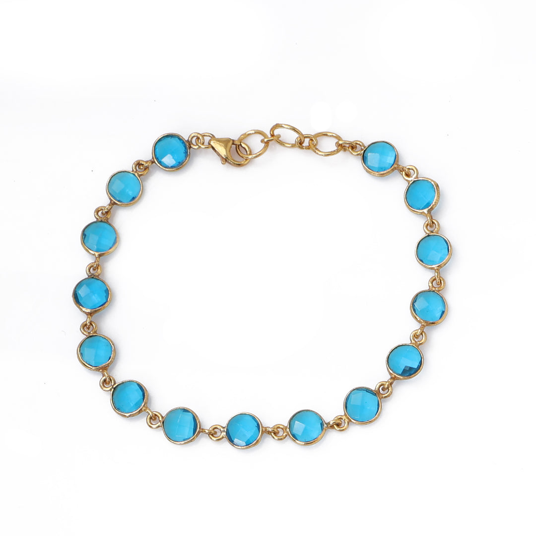 gold plating Blue Gemstone Necklace & Bracelet Set for Women | Gift Jewelry