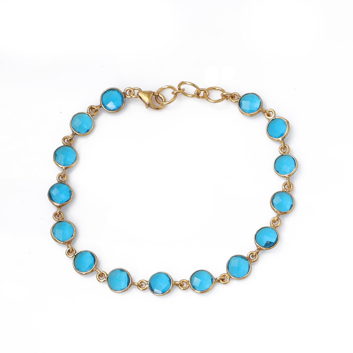 Gold plating blue gemstone necklace & bracelet set for women | gift jewelry