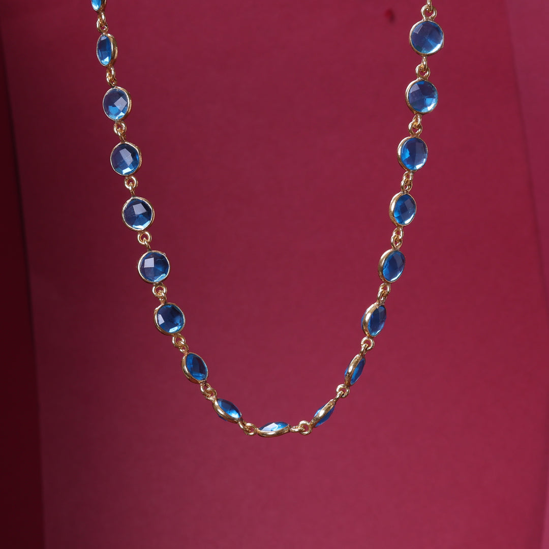gold plating Blue Gemstone Necklace & Bracelet Set for Women | Gift Jewelry