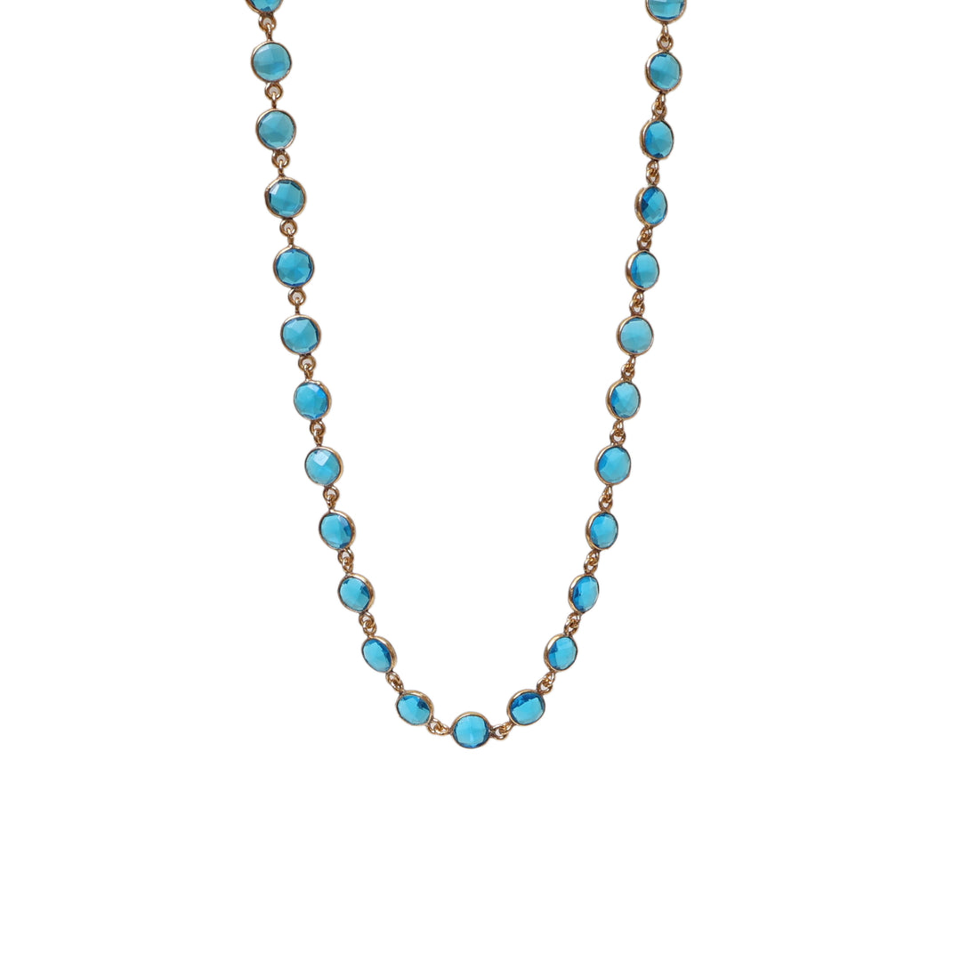 gold plating Blue Gemstone Necklace & Bracelet Set for Women | Gift Jewelry