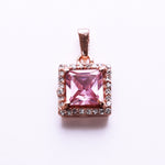 Load image into Gallery viewer, Rose Gold Plated Solitaire Princess Cut Pink Stone Pendant Necklace
