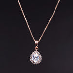 Load image into Gallery viewer, Rose Gold Plated Teardrop Cubic Zirconia Pendant Necklace for Women
