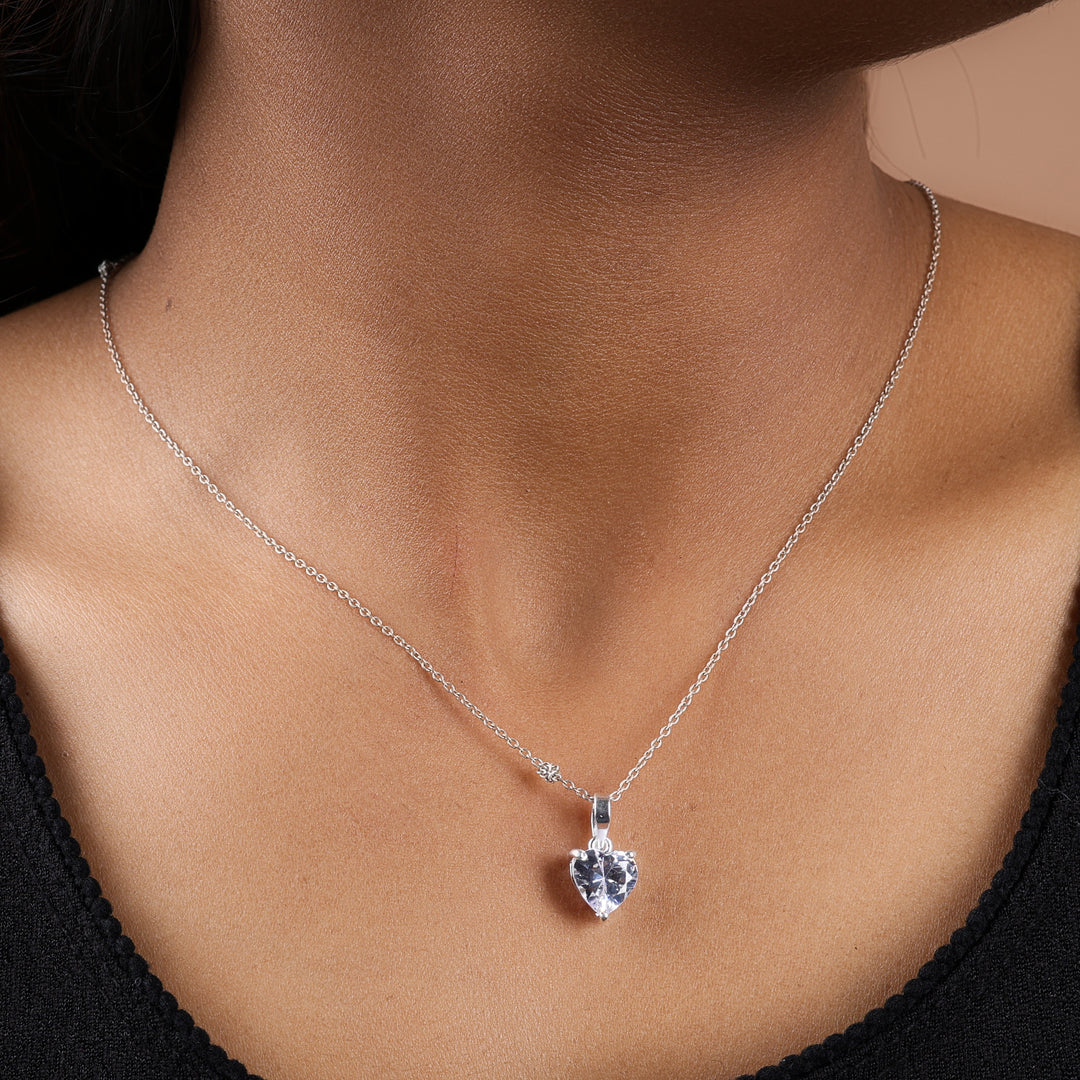 Sterling Silver Pear Cut Cubic Zirconia Solitaire Pendant for Women