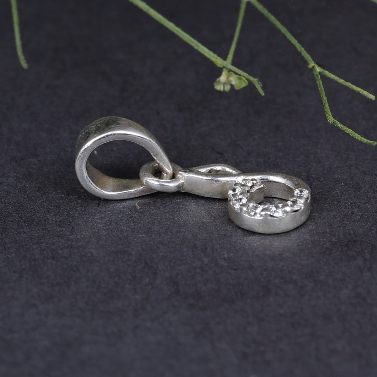 Sterling silver music note pendant necklace with clear cz stones