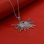 Load image into Gallery viewer, 925 Silver Sunburst Pendant Necklace | Sapphire Stone | Women's Gift
