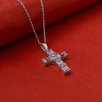 Load image into Gallery viewer, Silver Baguette Cut Cross Pendant Necklace | Women's Gift

