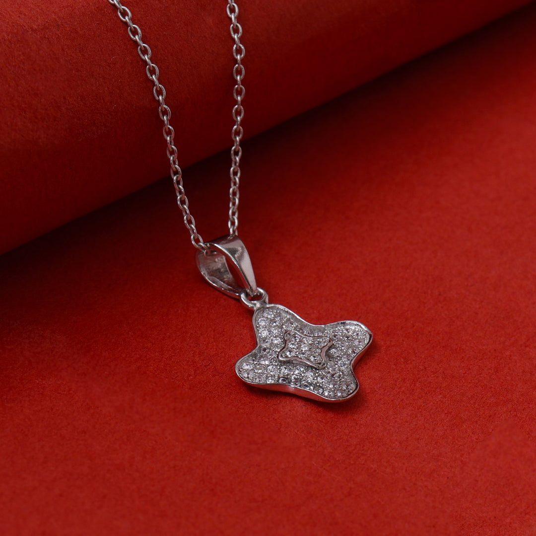 925 Silver Cubic Zirconia Flower Pendant Necklace for Women