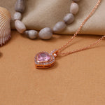 Load image into Gallery viewer, Rose gold plating Heart Pendant Necklace | Pink Gemstone | Gift for Her

