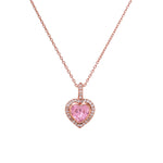 Load image into Gallery viewer, Rose gold plating Heart Pendant Necklace | Pink Gemstone | Gift for Her
