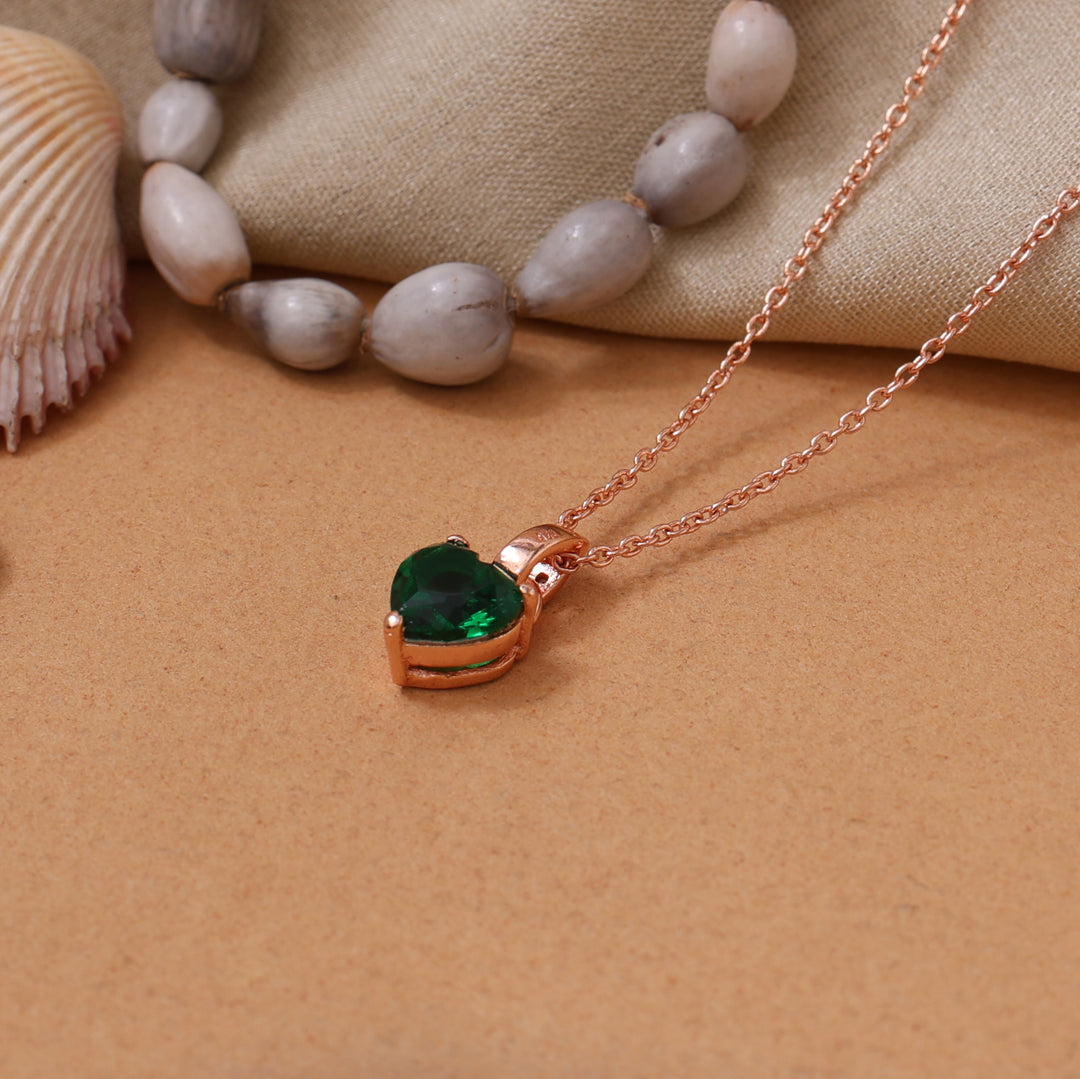 Rose gold plating Heart-Cut Emerald Necklace for Women | Gift Jewelry