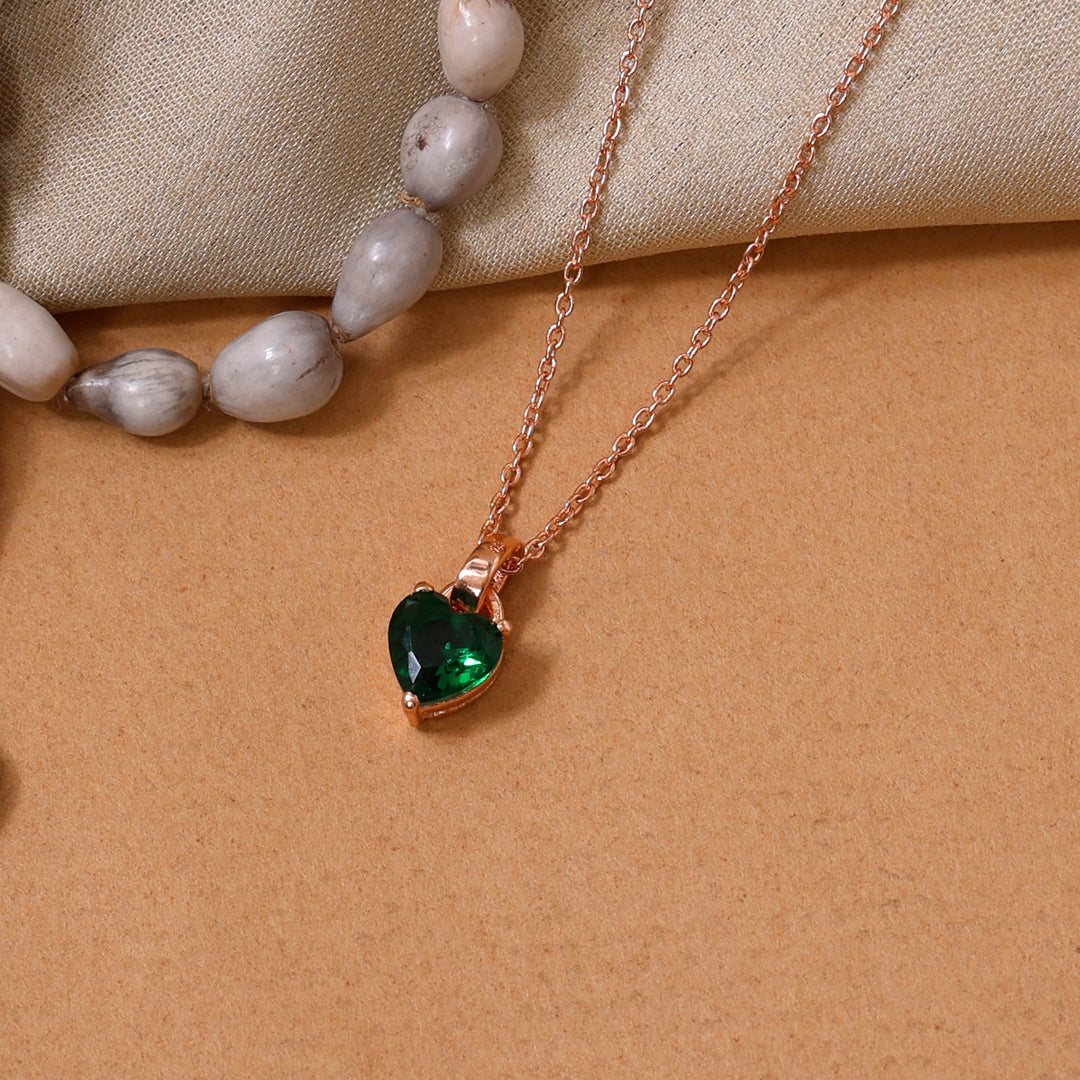 Rose gold plating Heart-Cut Emerald Necklace for Women | Gift Jewelry