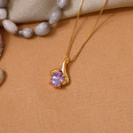 Load image into Gallery viewer, gold plating Plated Oval Cut Pink Stone Pendant Necklace for Women
