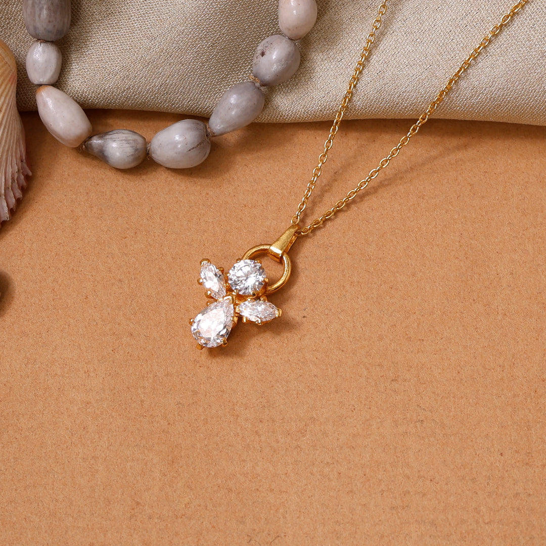 gold plating Angel Pendant Necklace | Cubic Zirconia | Women's Gift